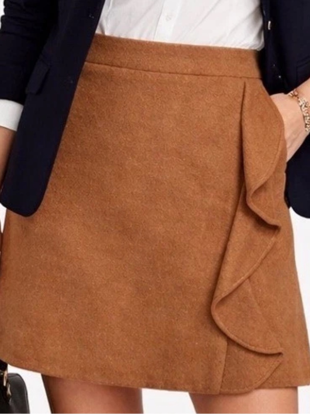 J.Crew mercantile tan ruffle skirt